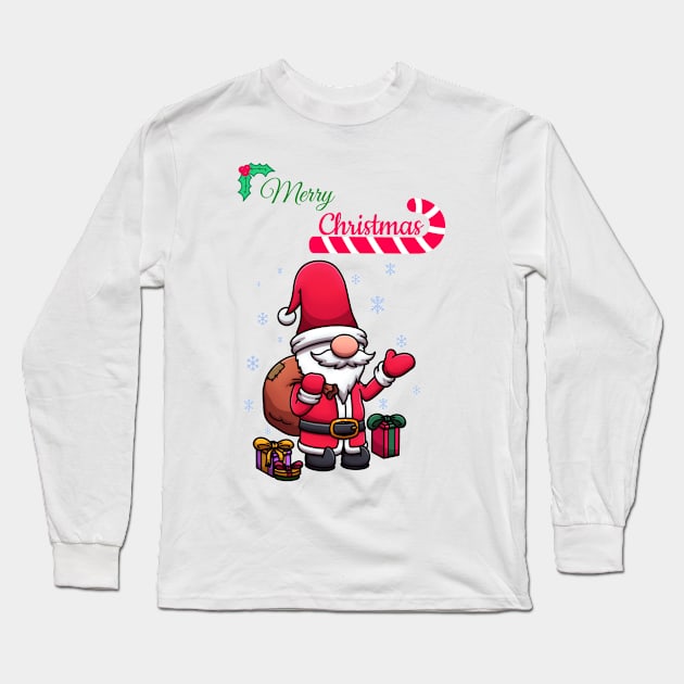 Merry Christmas Santa Gnome Long Sleeve T-Shirt by TheMaskedTooner